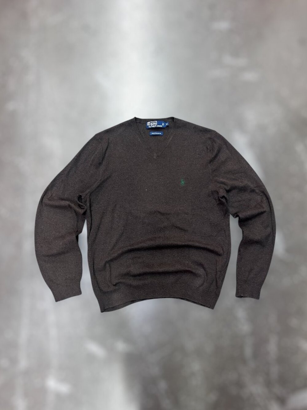 Polo Ralph Lauren Brown Pima Cotton V-Neck Sweater Size M Classic